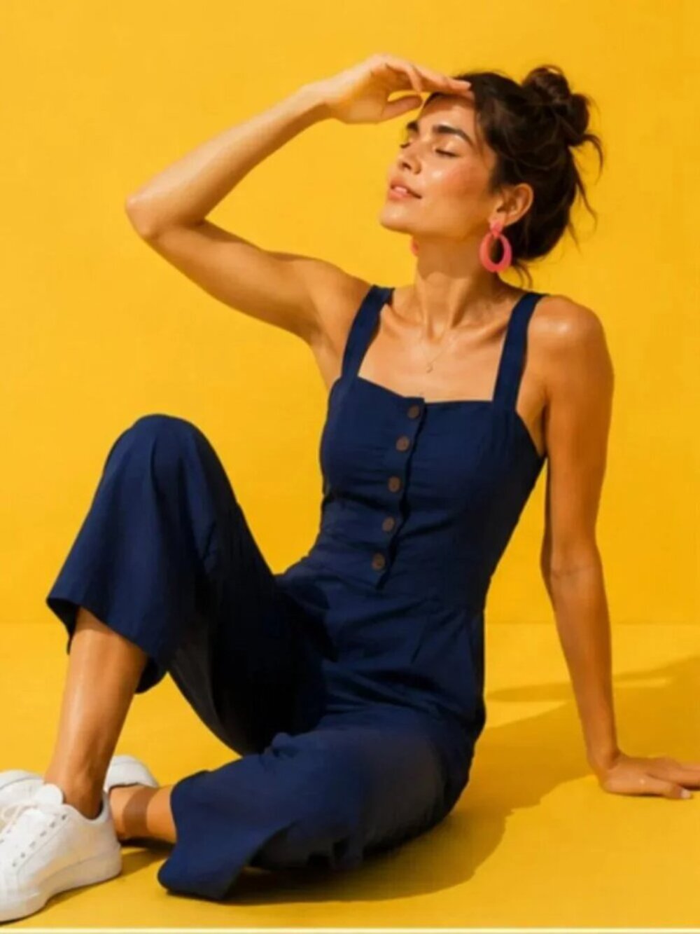 STAUD Boats At The Dock Button Up Deep Blue Jumpsuit - Picture 4 of 10